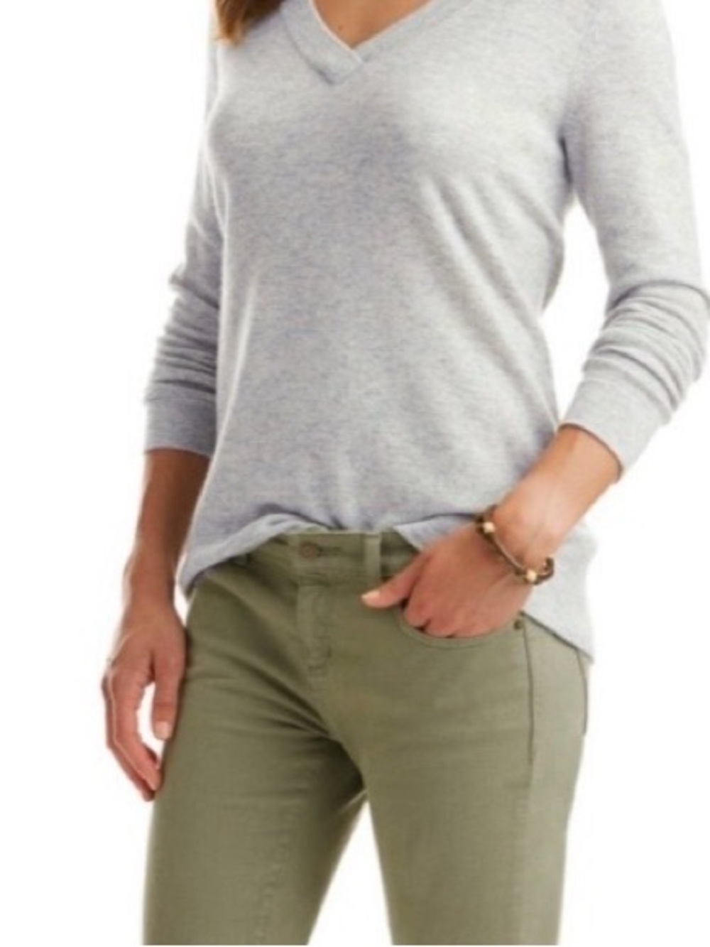 Vineyard Vines Light Gray Cashmere Blend Long Sleeve   V-Neck Sweater Size XS